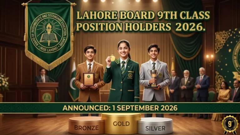 BISE Lahore 9th class position holders 2026 toppers list announced 1 September