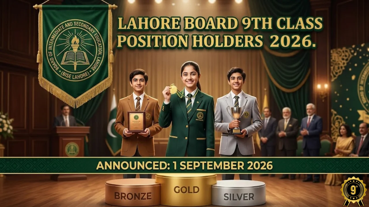 BISE Lahore 9th class position holders 2026 toppers list announced 1 September