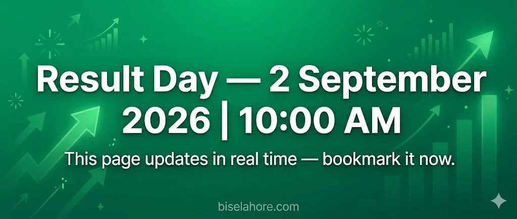 BISE Lahore 9th class result day 2 September 2026 10 AM all methods