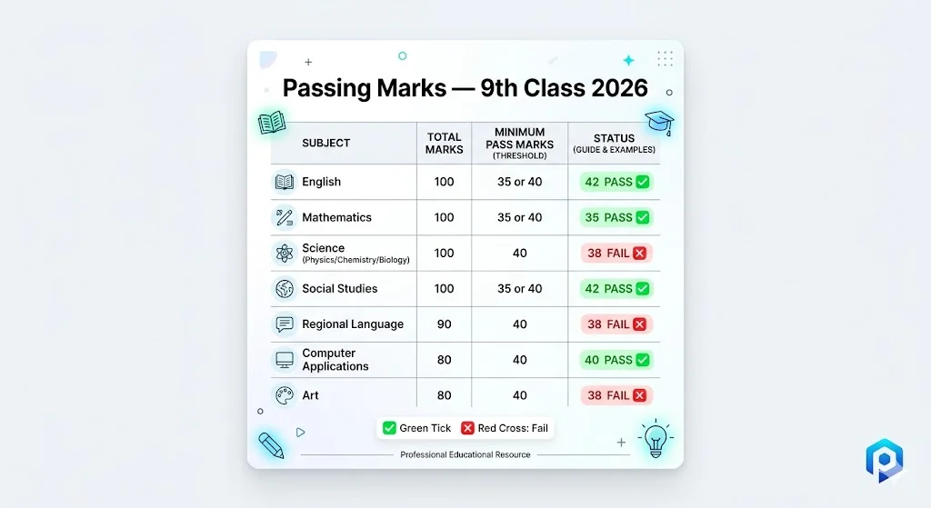 BISE Sargodha 9th class 2026 passing marks criteria per subject