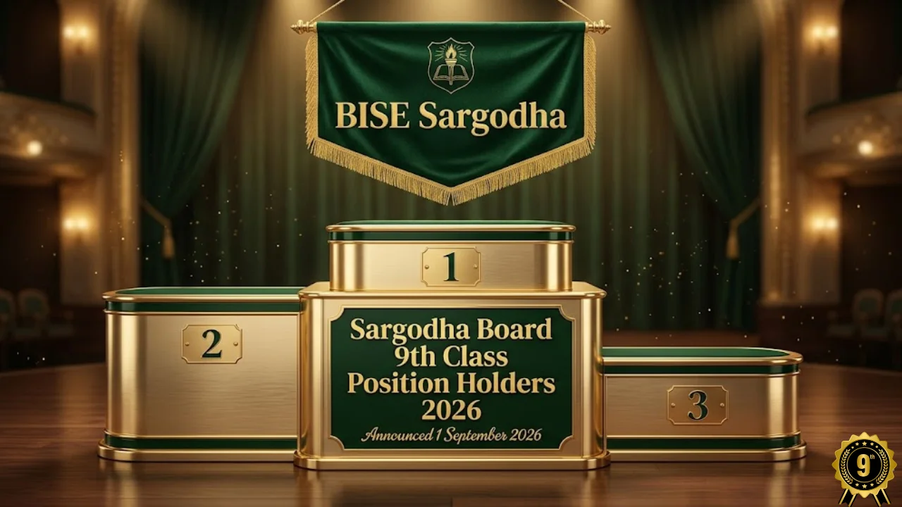 BISE Sargodha 9th class position holders 2026 toppers list science arts group