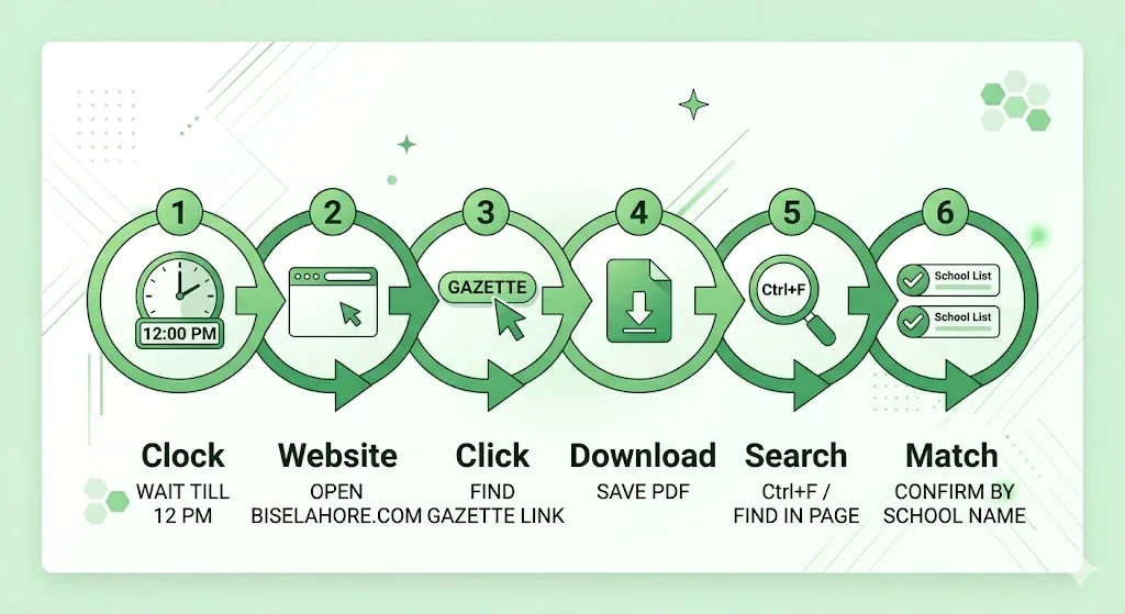 Step by step guide to download BISE Lahore 9th class gazette 2026