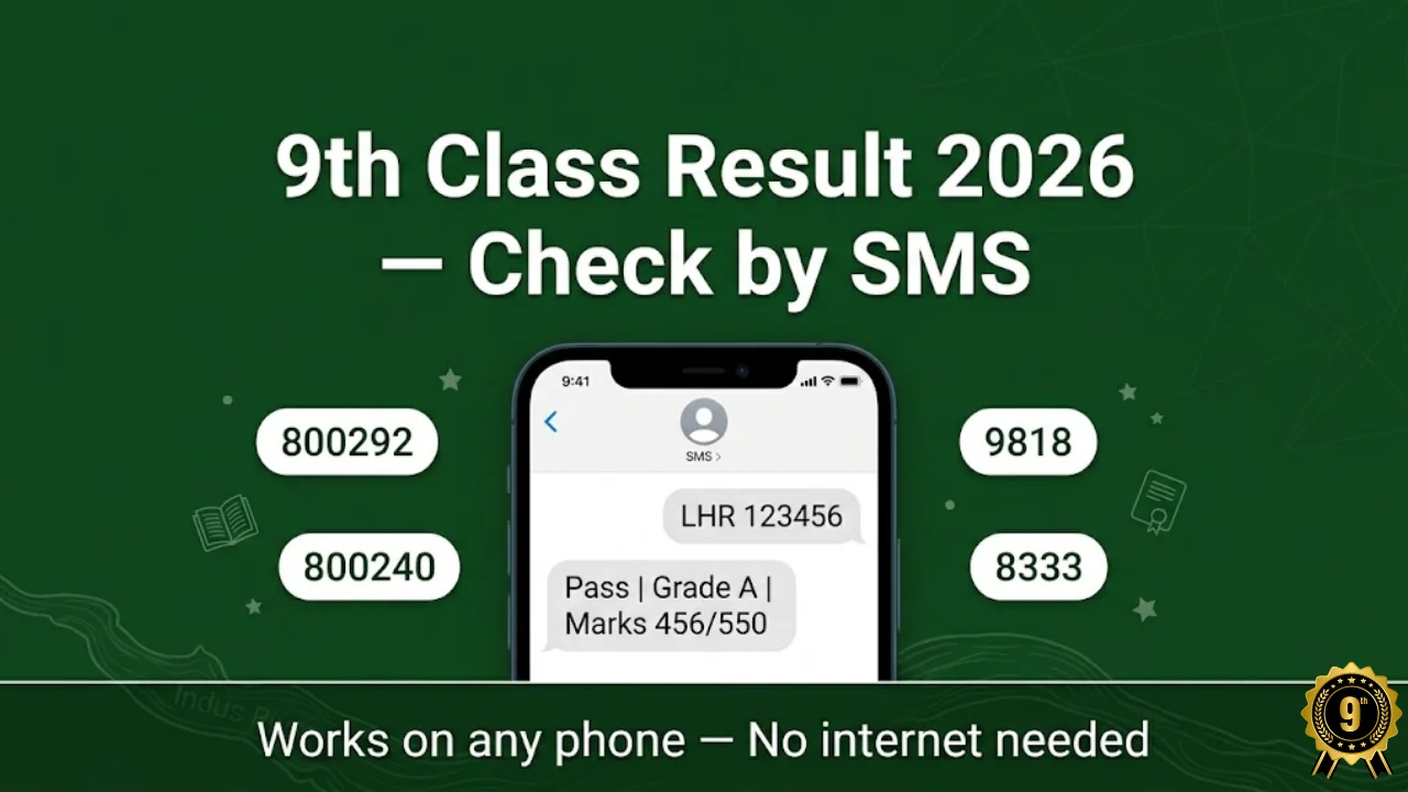 9th Class Result 2026 SMS codes for all Punjab and KPK boards — check result without internet