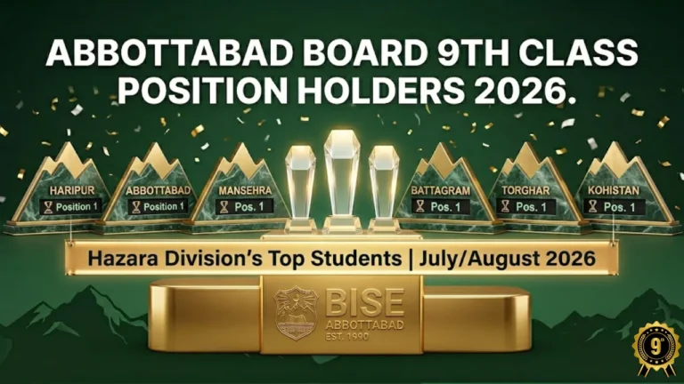 Abbottabad Board 9th class position holders 2026 toppers Hazara division six districts