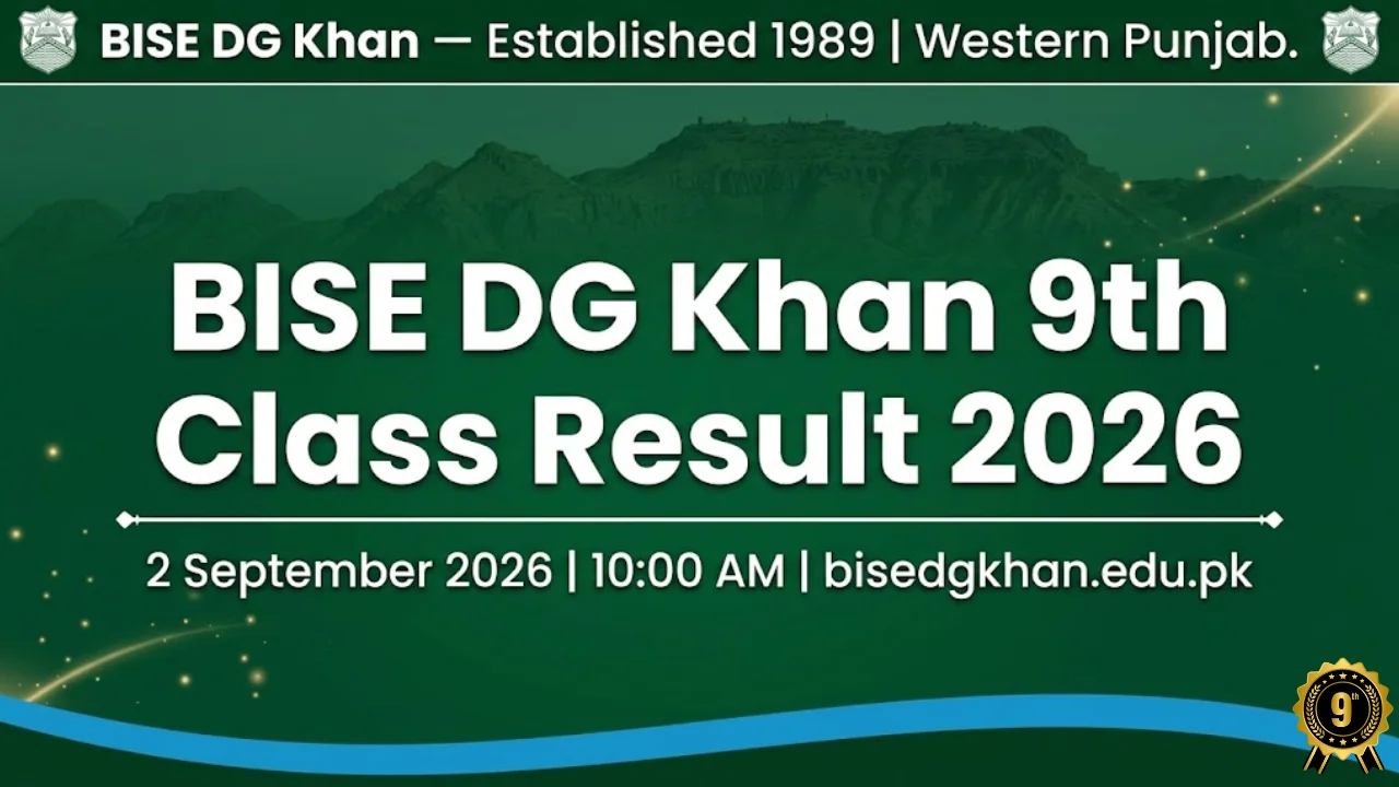 BISE DG Khan 9th class result 2026 check online roll number SMS 800295 2 September