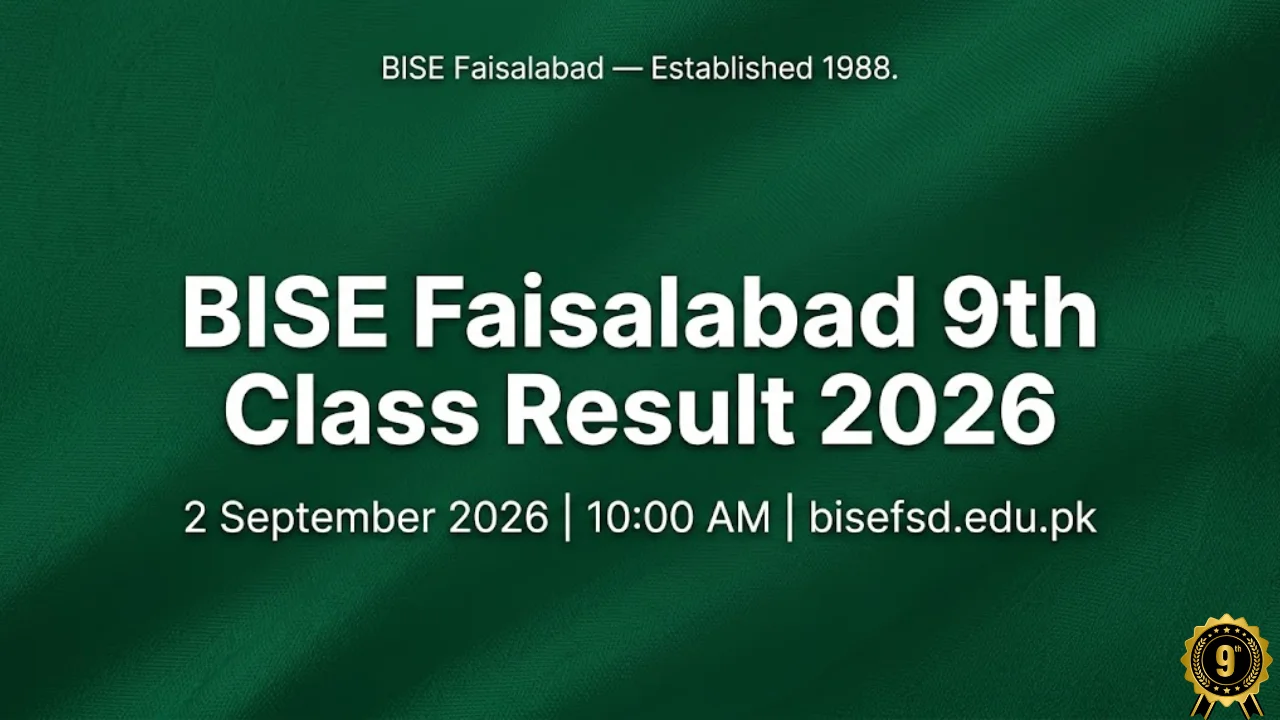 BISE Faisalabad 9th class result 2026 check online roll number name SMS 2 September