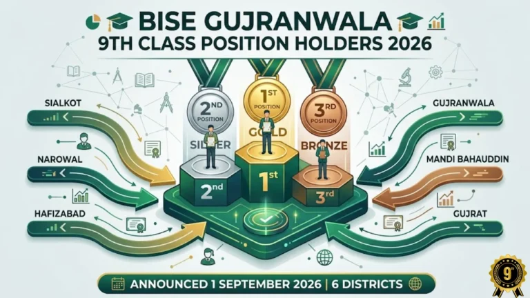 BISE Gujranwala 9th class position holders 2026 toppers six districts 1 September