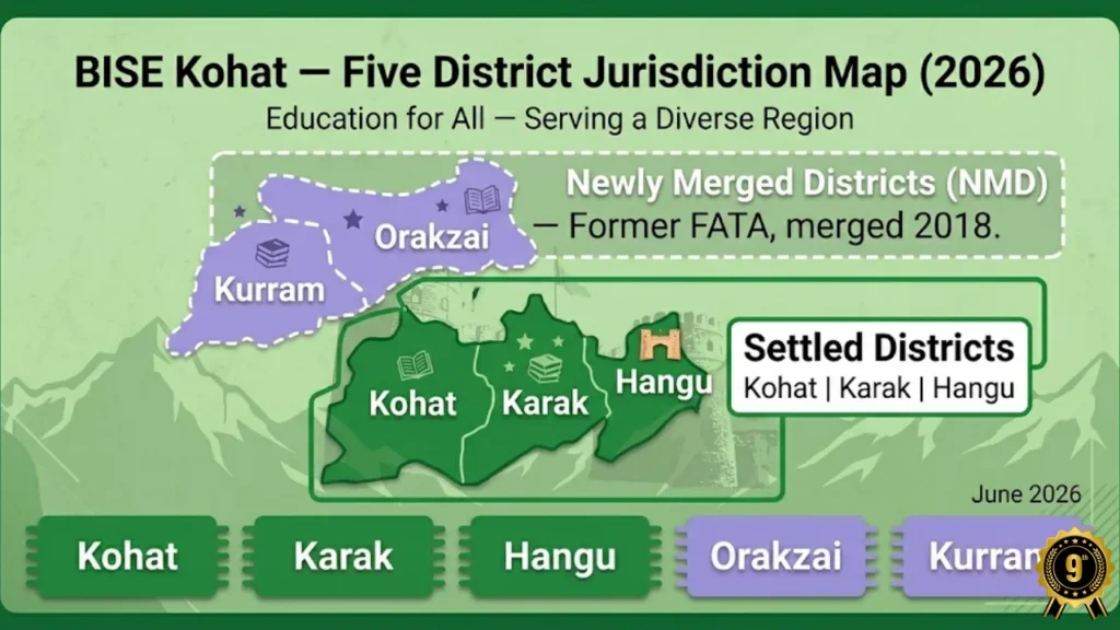 BISE Kohat board districts Kohat Karak Hangu Orakzai Kurram newly merged districts 2026