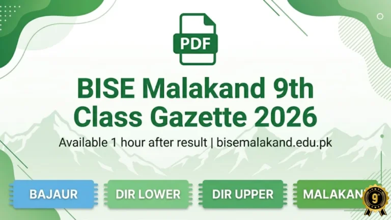 BISE Malakand 9th class gazette 2026 download PDF check result by name Bajaur Dir