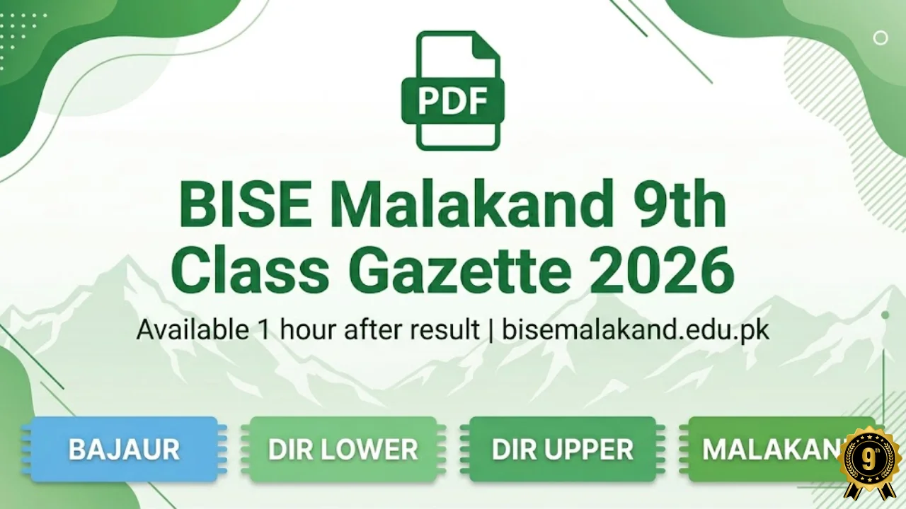 BISE Malakand 9th class gazette 2026 download PDF check result by name Bajaur Dir