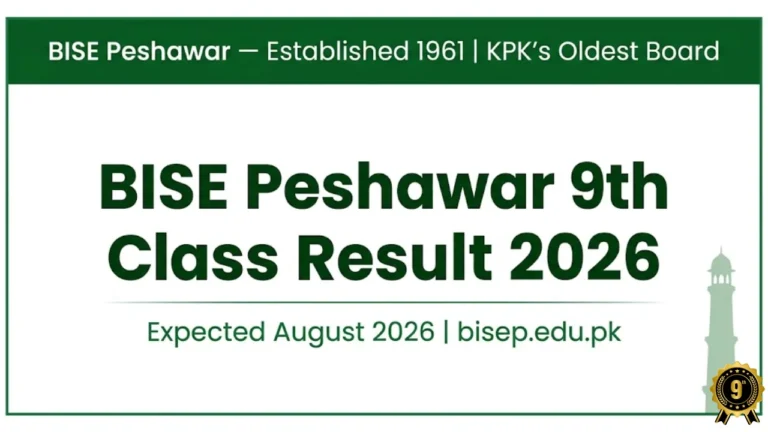 BISE Peshawar 9th class result 2026 check online roll number SMS 9818 August 2026