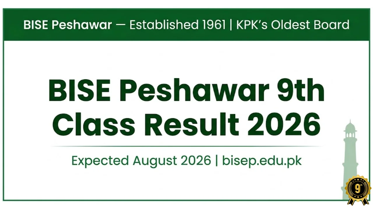 BISE Peshawar 9th class result 2026 check online roll number SMS 9818 August 2026