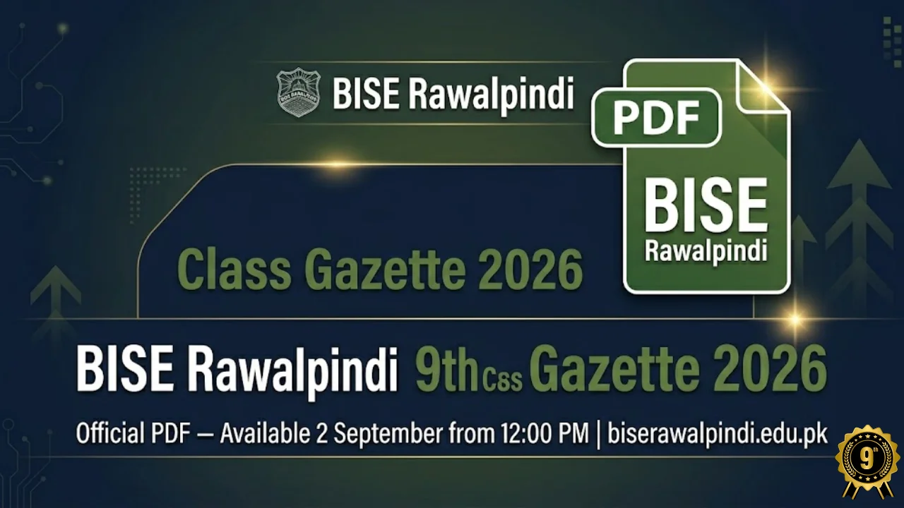 BISE Rawalpindi 9th class gazette 2026 download PDF check result by name