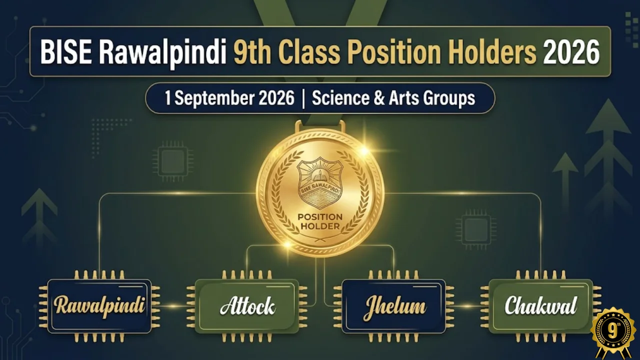BISE Rawalpindi 9th class position holders 2026 toppers list science arts group 1 September