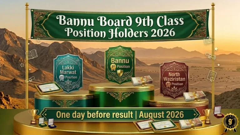 Bannu Board 9th class position holders 2026 toppers Bannu Lakki Marwat North Waziristan