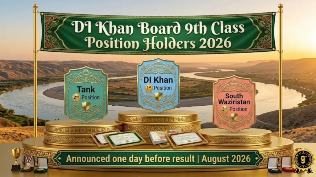 DI Khan Board 9th class position holders 2026 toppers DI Khan Tank South Waziristan August