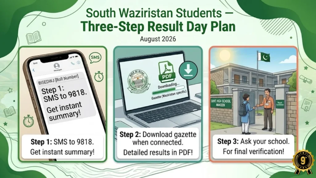 South Waziristan students result day plan 2026 SMS gazette school BISE DI Khan