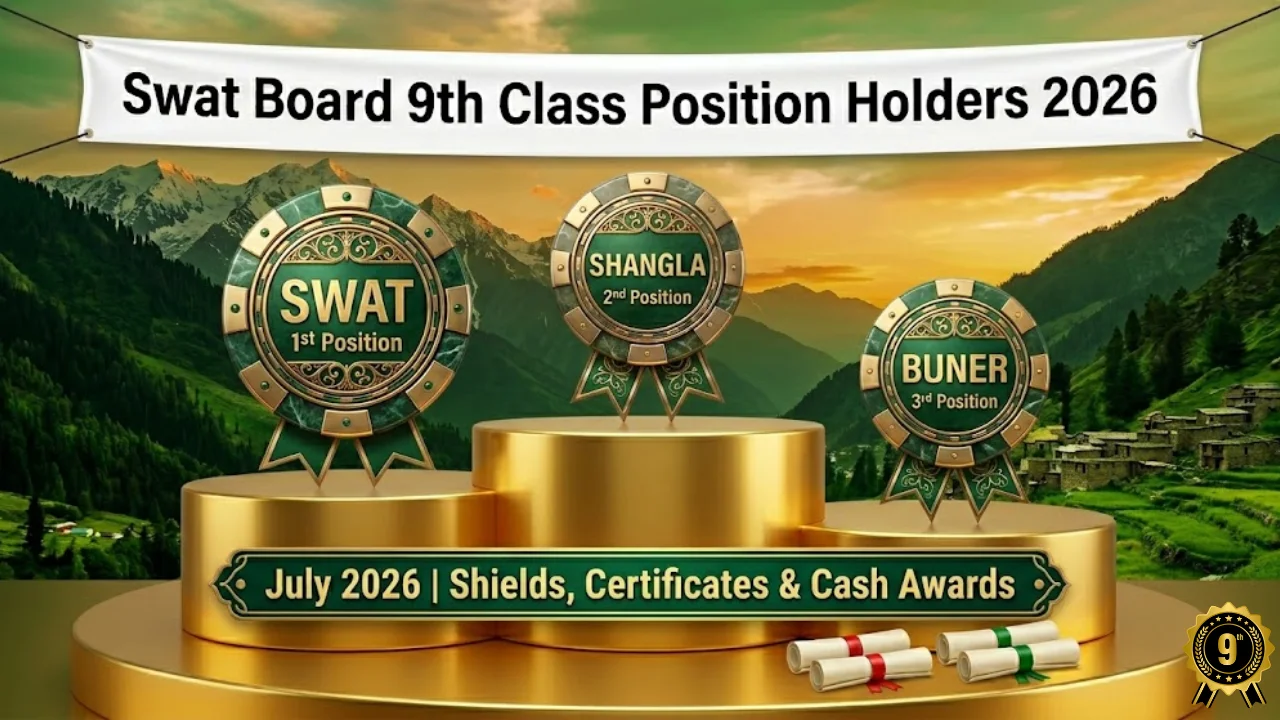 Swat Board 9th class position holders 2026 toppers Swat Shangla Buner July 2026